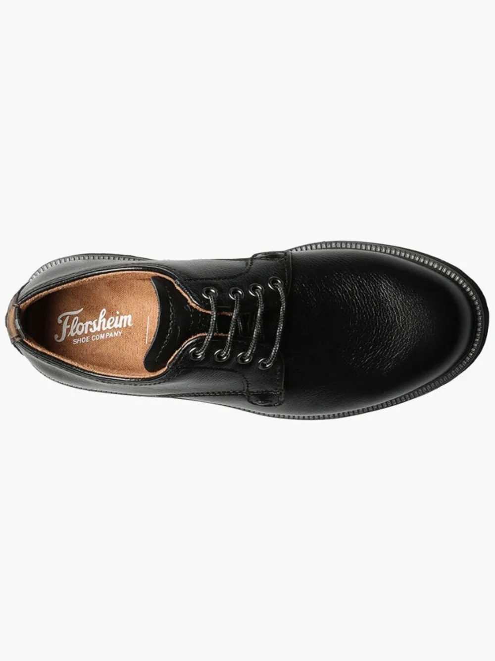 Boys Florsheim Supacush Jr. Plain Toe Oxford in Black Leather. 16630 007